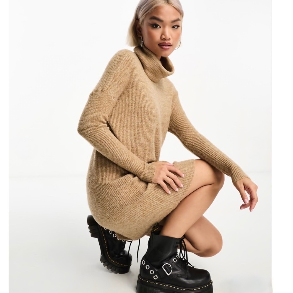 Neutral Roll Neck Jumper Sweater Dress Size Small